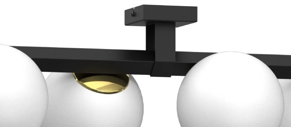 Lampa Sufitowa IDRIS Czarny Złoty Szklany Klosz 6xE27