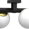 Lampa Sufitowa IDRIS Czarny Złoty Szklany Klosz 2xE27