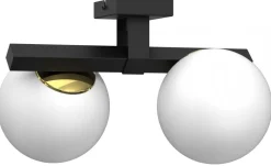 Lampa Sufitowa IDRIS Czarny Złoty Szklany Klosz 2xE27