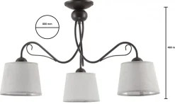 Lampa Sufitowa KAMELIA Brązowy Szary Abażury 3xE27