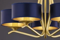 Lampa sufitowa KASZMIR złota granatowy abażur 5xE27