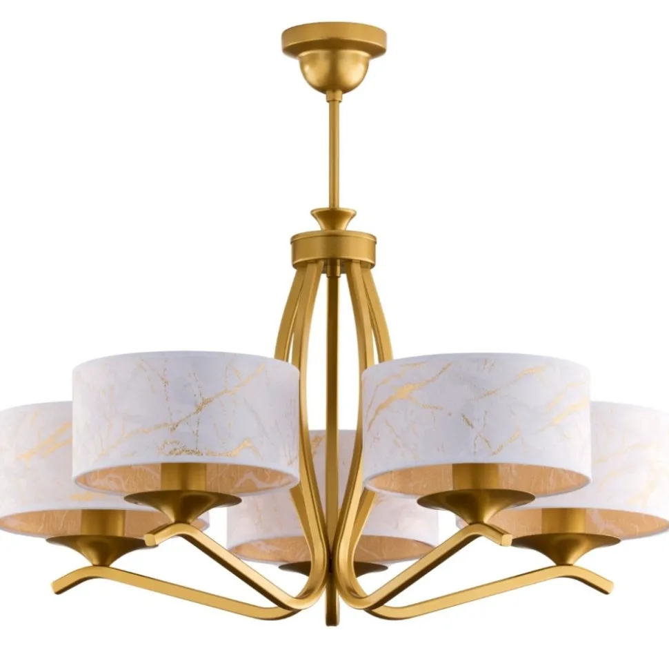 Lampa sufitowa KASZMIR złota biały abażur 5xE27