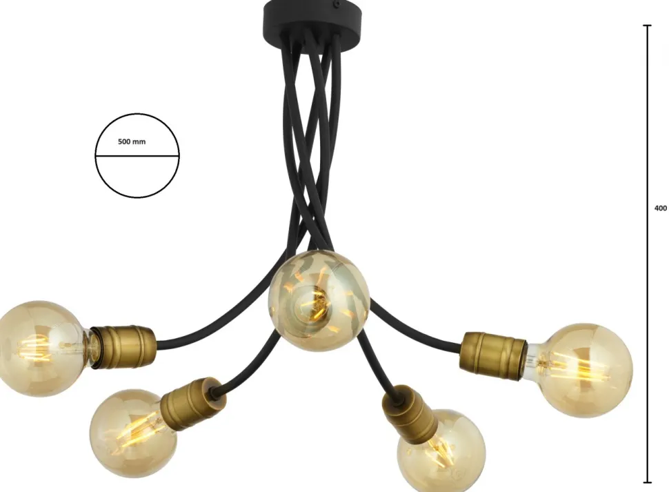 Lampa Sufitowa LUCE Czarny Patyna 5xE27