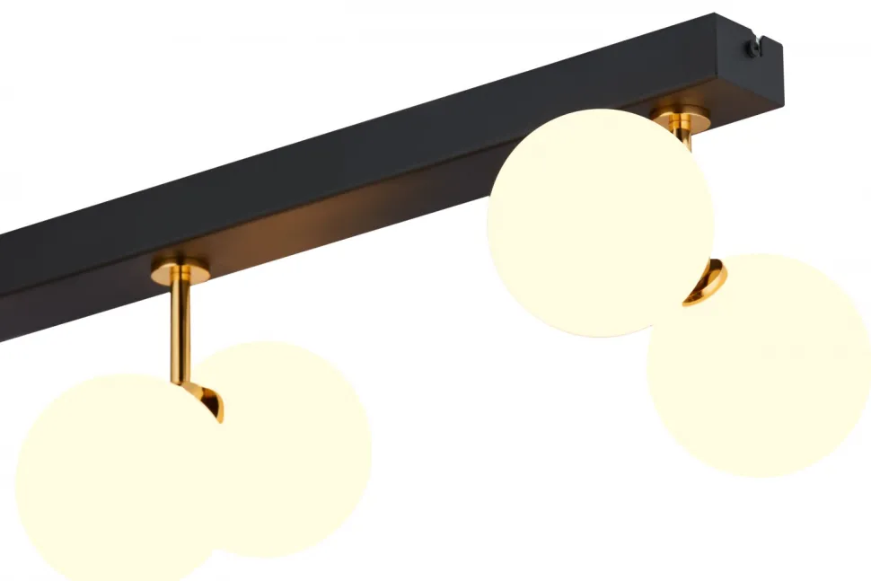 Lampa Sufitowa LUNA Czarny Złoty Szklane Klosze 6xG9