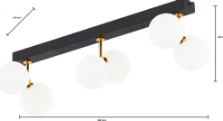 Lampa Sufitowa LUNA Czarny Złoty Szklane Klosze 6xG9
