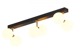 Lampa Sufitowa LUNA Czarny Złoty Szklane Klosze 6xG9