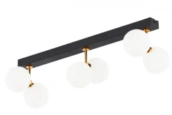 Lampa Sufitowa LUNA Czarny Złoty Szklane Klosze 6xG9