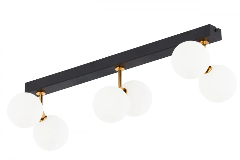 Lampa Sufitowa LUNA Czarny Złoty Szklane Klosze 6xG9