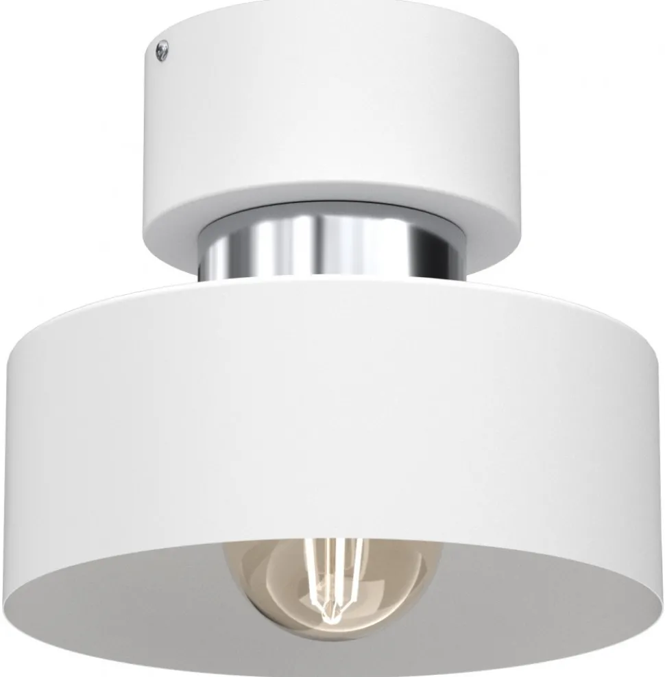 Lampa Sufitowa MARTI Biały Srebrny Metalowy Klosz 1xE27