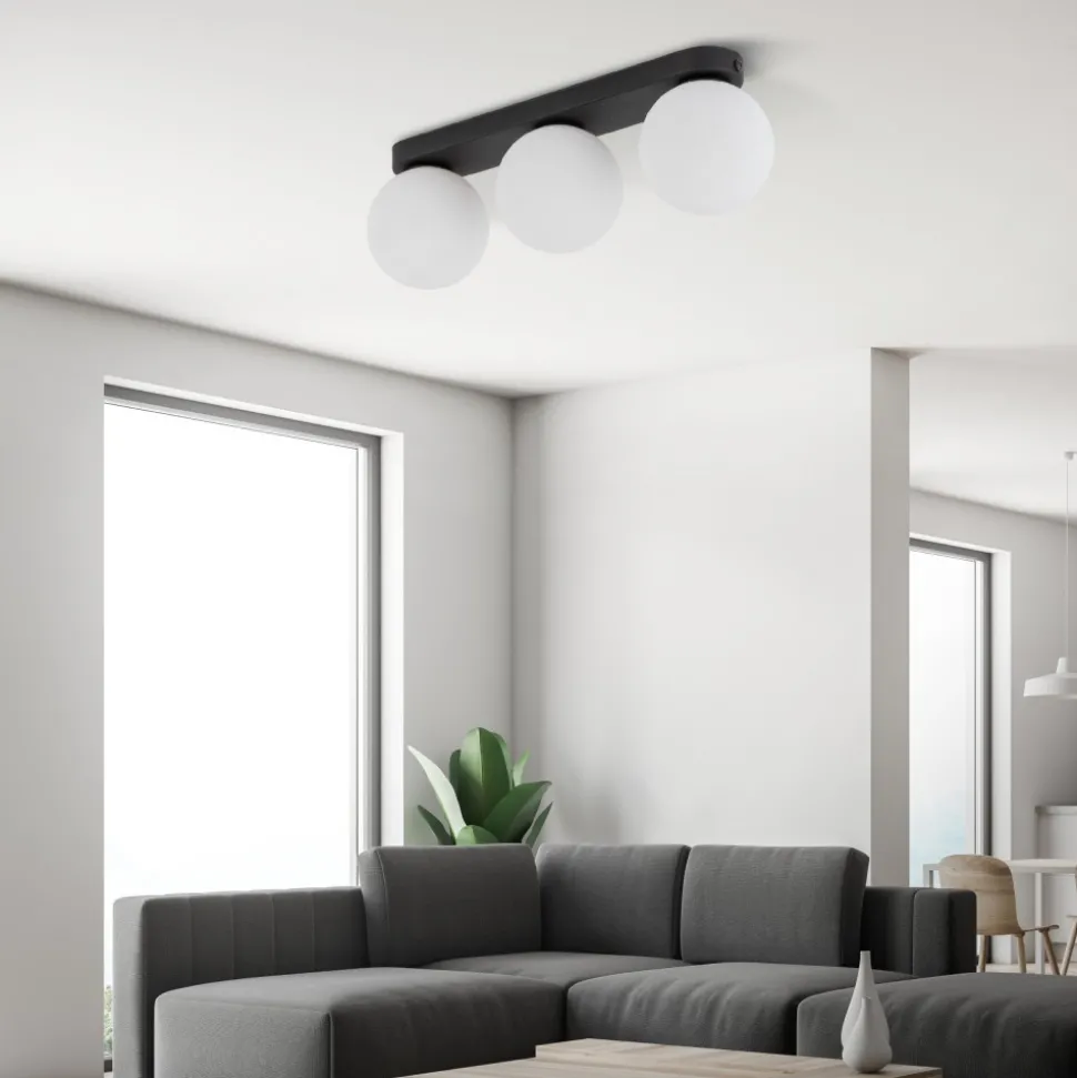Lampa Sufitowa MINI Czarny Szklane Klosze 3xG9