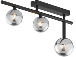 Lampa Sufitowa NEPTUN Czarny Szklane Klosze 3xG9