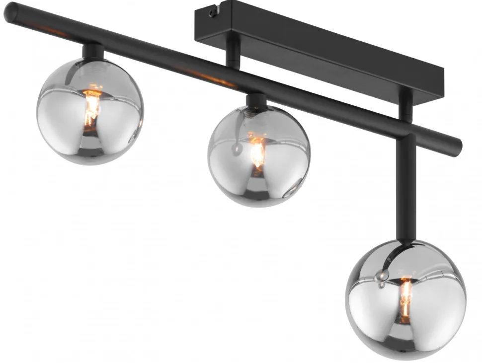 Lampa Sufitowa NEPTUN Czarny Szklane Klosze 3xG9