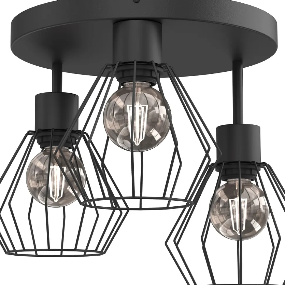 Lampa Sufitowa PARKLA Czarny Metalowy Klosz 3xE27
