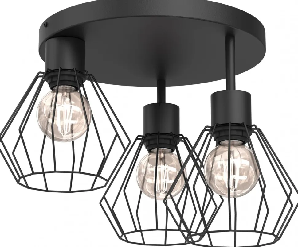 Lampa Sufitowa PARKLA Czarny Metalowy Klosz 3xE27