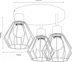 Lampa Sufitowa PARKLA Czarny Metalowy Klosz 3xE27
