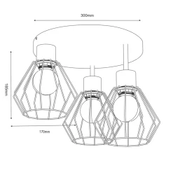 Lampa Sufitowa PARKLA Czarny Złoty Metalowy Klosz 3xE27