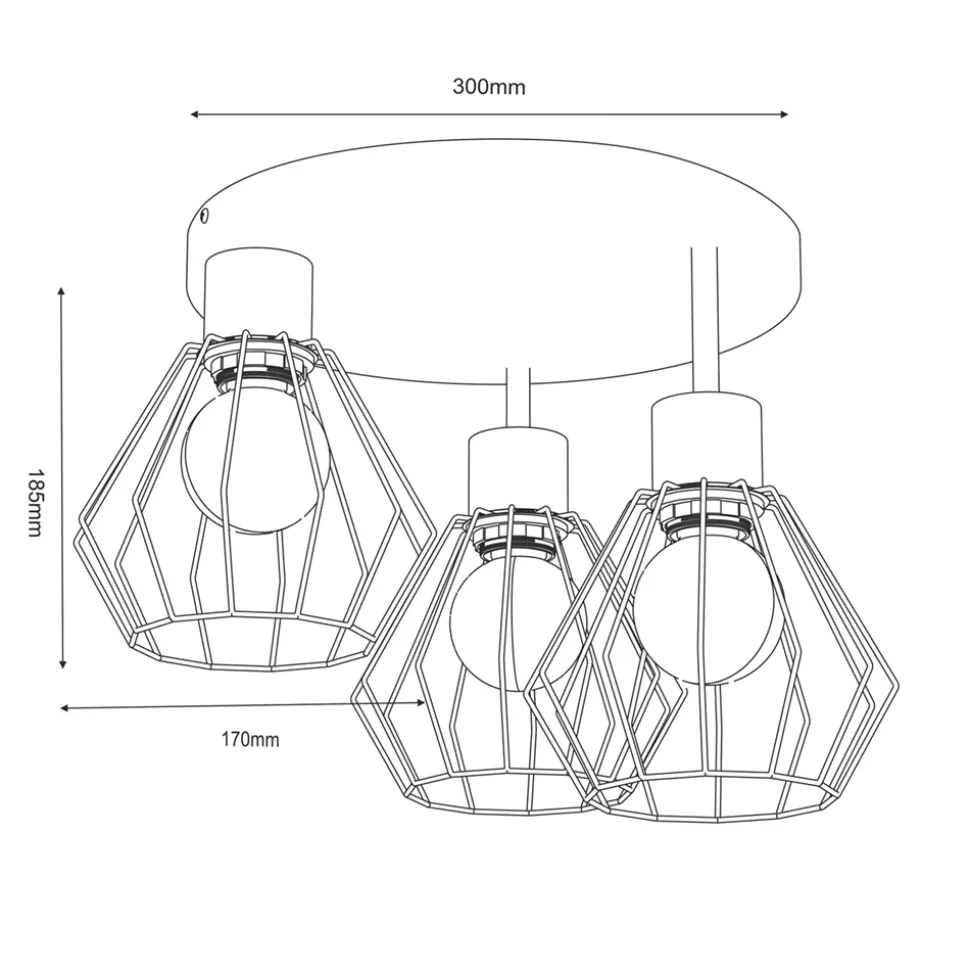 Lampa Sufitowa PARKLA Czarny Złoty Metalowy Klosz 3xE27