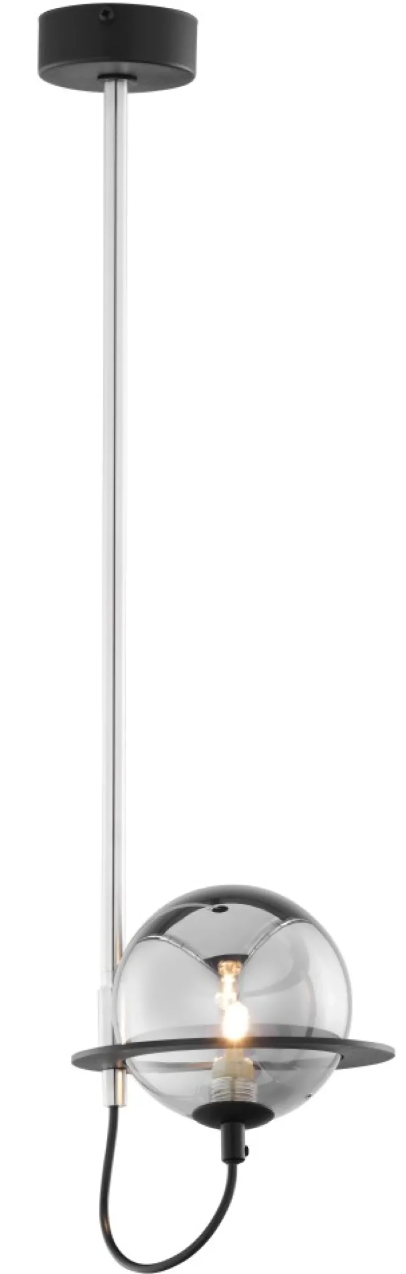 Lampa Sufitowa PLANET Czarny Srebrny Szklany Klosz 1xG9