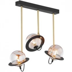 Lampa Sufitowa PLANET Czarny Złoty Szklane Klosze 3xG9