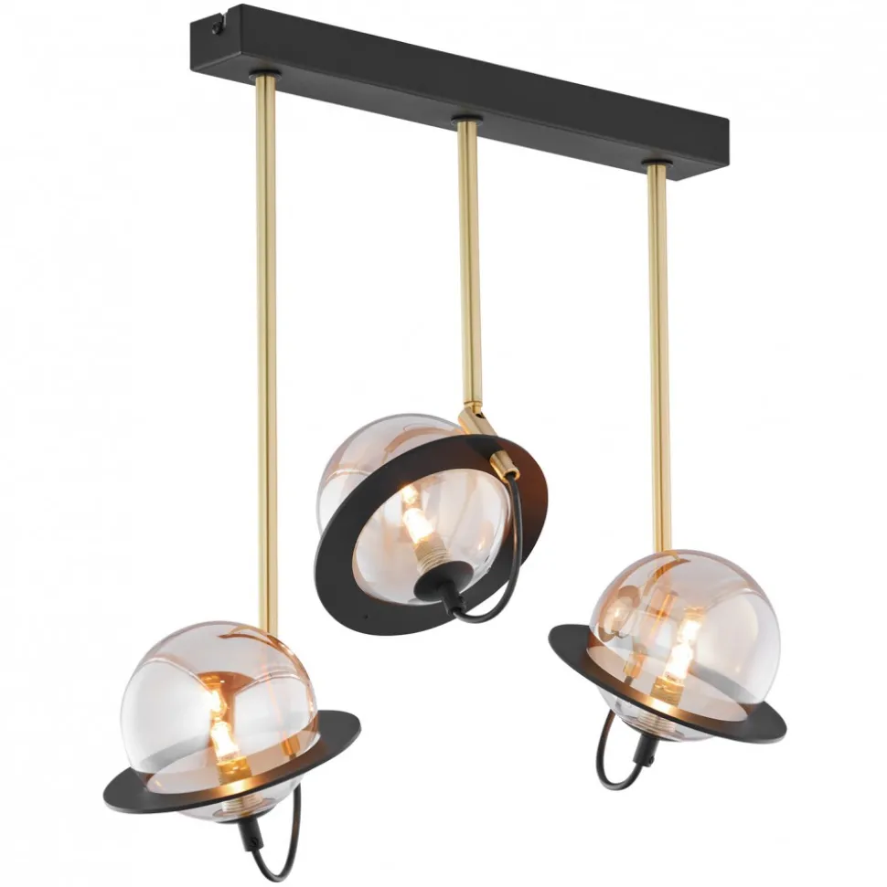 Lampa Sufitowa PLANET Czarny Złoty Szklane Klosze 3xG9