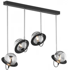 Lampa Sufitowa PLANET Czarny Srebrny Szklane Klosze 3xG9