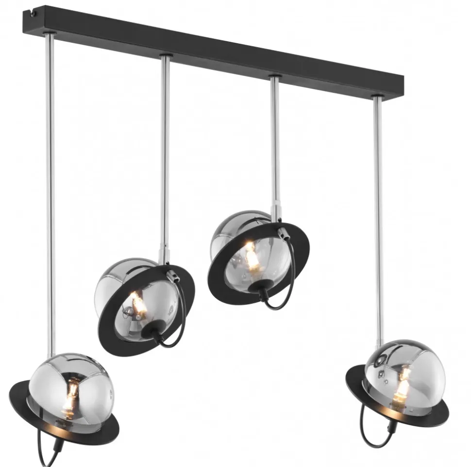 Lampa Sufitowa PLANET Czarny Srebrny Szklane Klosze 3xG9