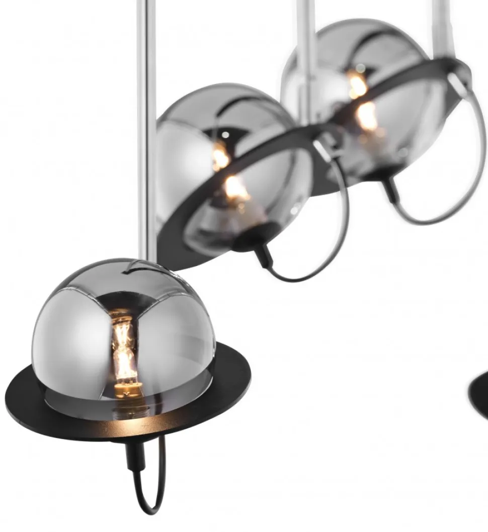 Lampa Sufitowa PLANET Czarny Srebrny Szklane Klosze 3xG9
