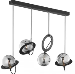 Lampa Sufitowa PLANET Czarny Srebrny Szklane Klosze 3xG9