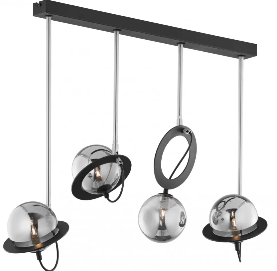 Lampa Sufitowa PLANET Czarny Srebrny Szklane Klosze 3xG9