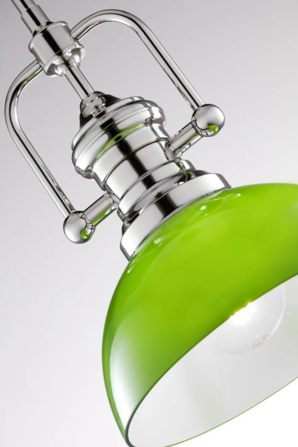 Lampa sufitowa PLATINO srebrna zielony klosz 1xE27