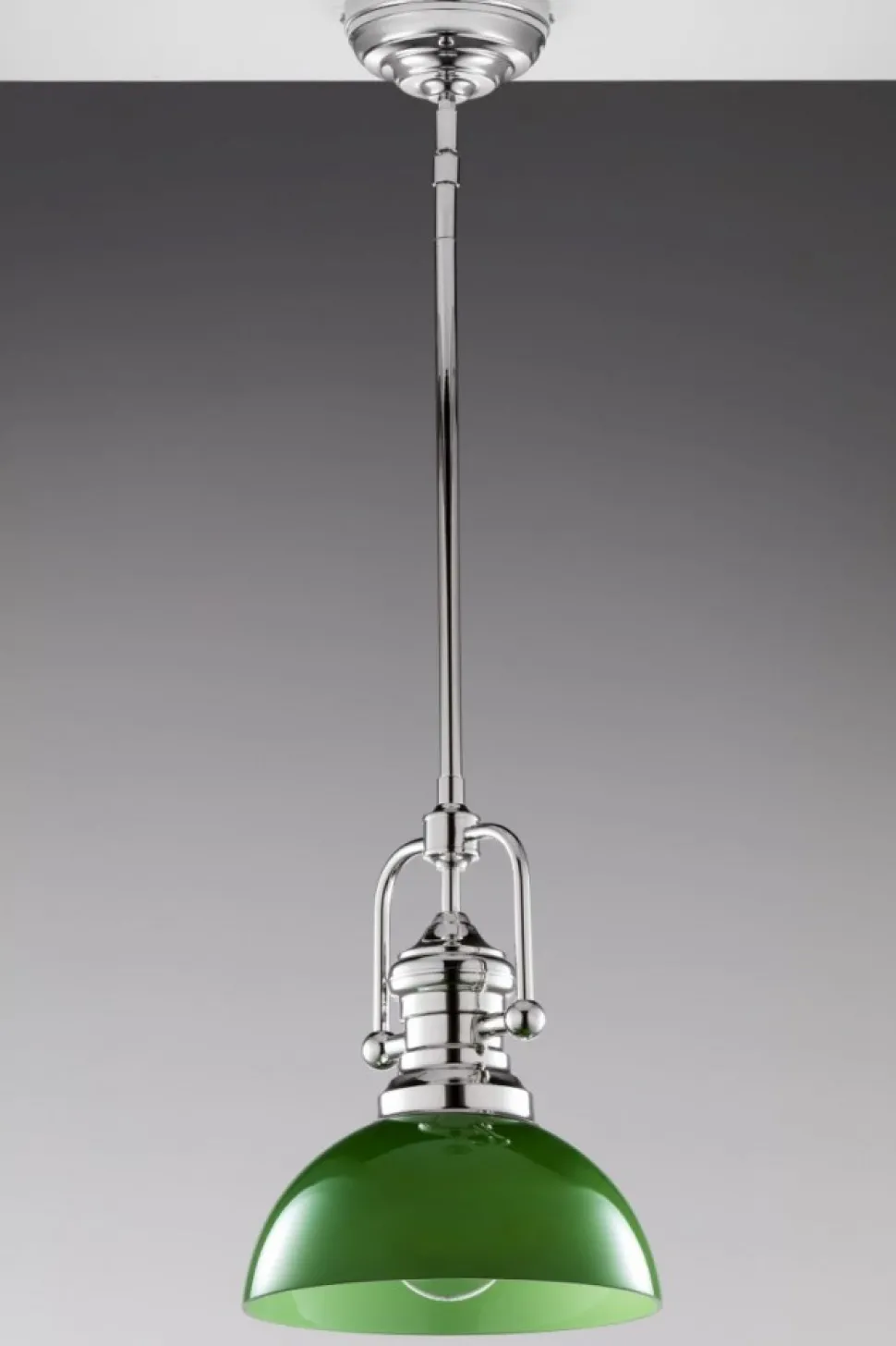 Lampa sufitowa PLATINO srebrna zielony klosz 1xE27