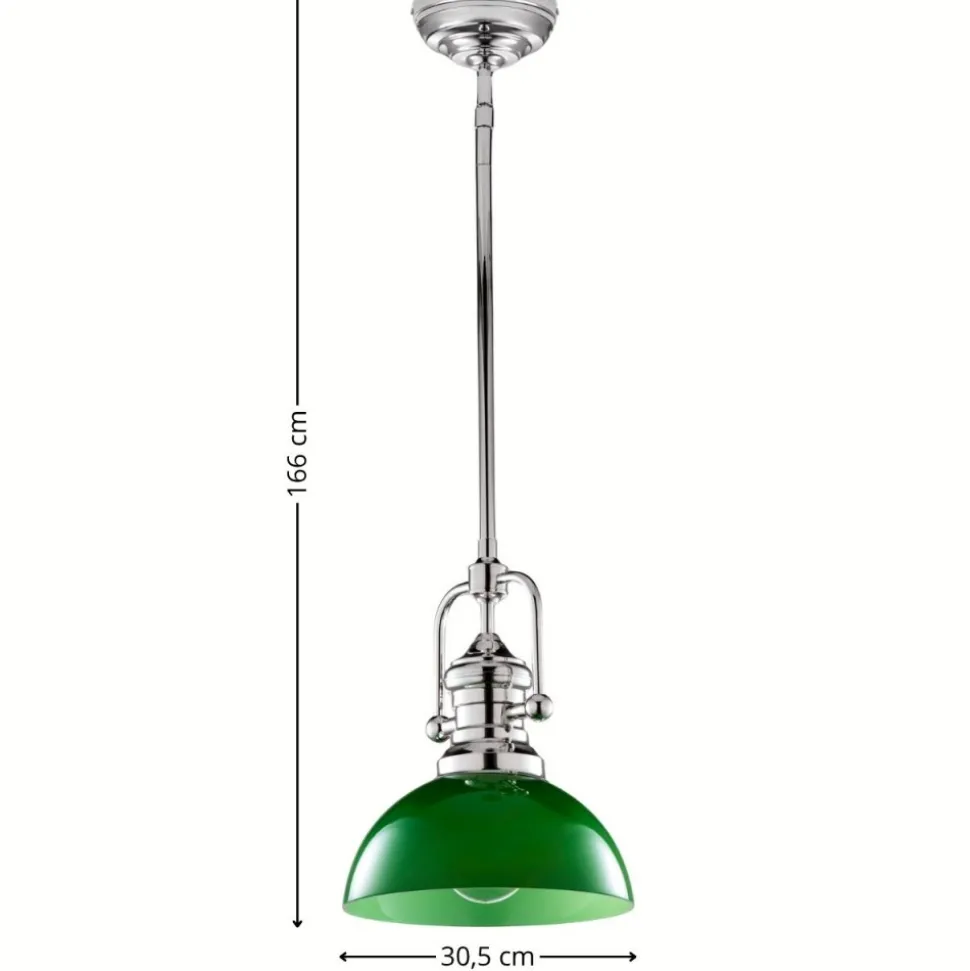 Lampa sufitowa PLATINO srebrna zielony klosz 1xE27