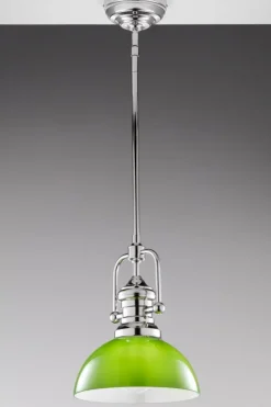 Lampa sufitowa PLATINO srebrna zielony klosz 1xE27