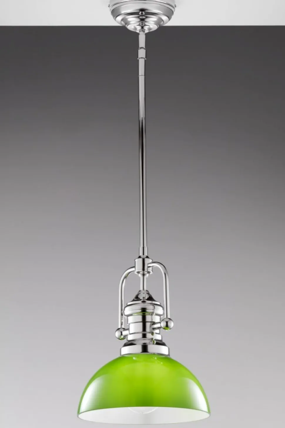 Lampa sufitowa PLATINO srebrna zielony klosz 1xE27