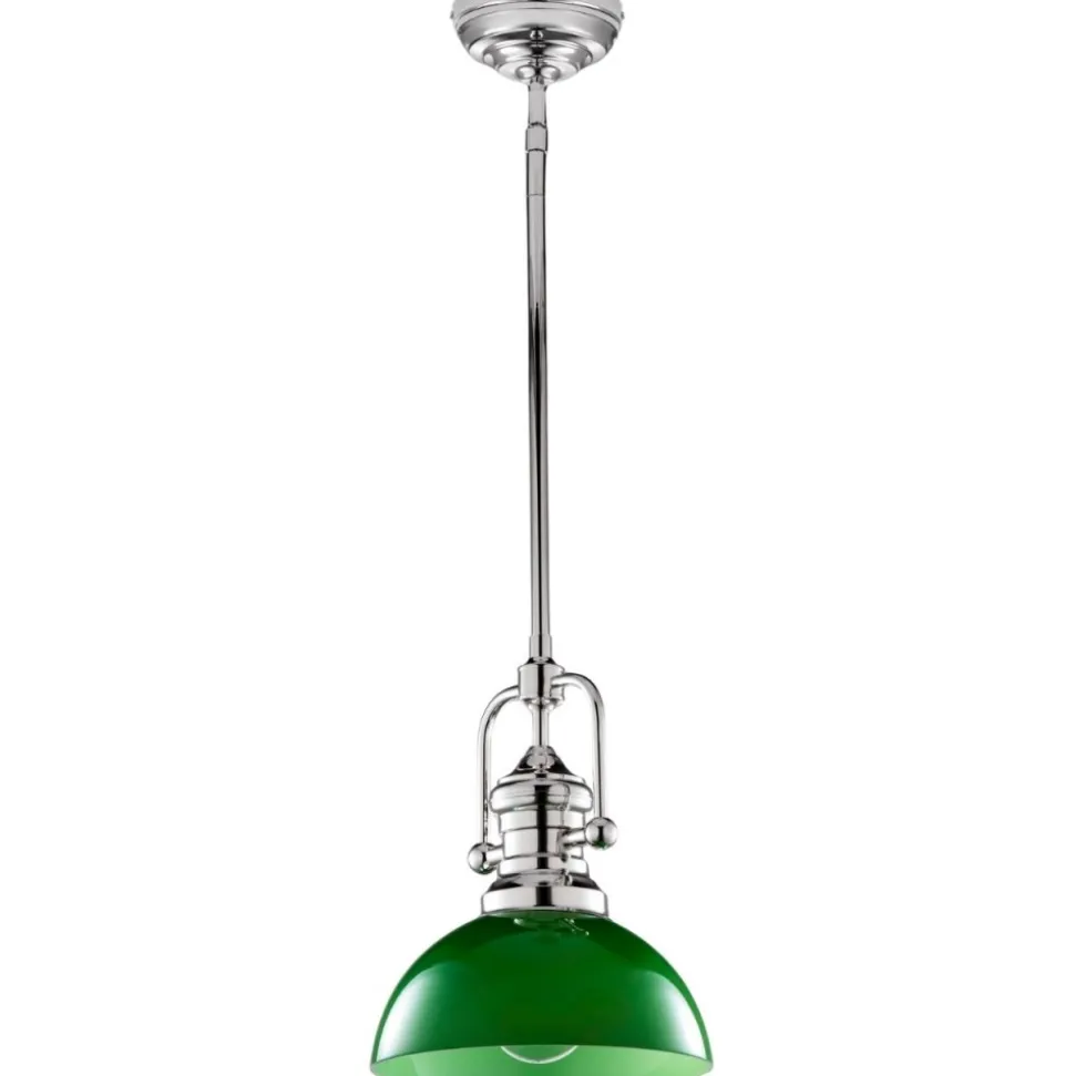 Lampa sufitowa PLATINO srebrna zielony klosz 1xE27