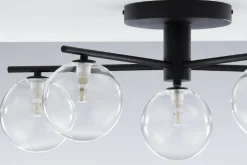 Lampa sufitowa PRATO czarna przezroczysty klosz 5xG9