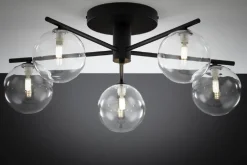 Lampa sufitowa PRATO czarna przezroczysty klosz 5xG9