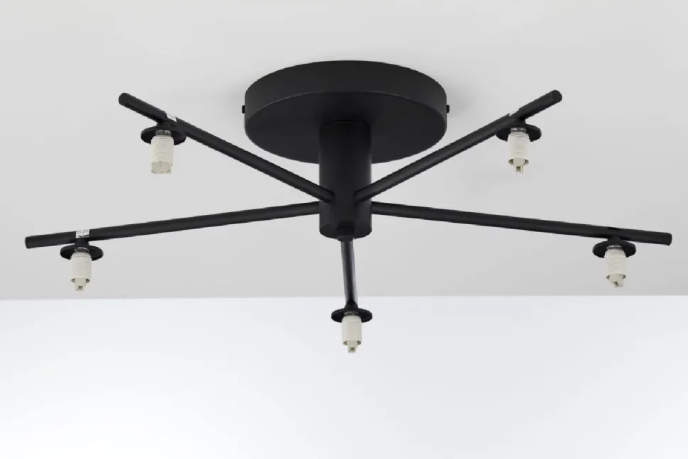 Lampa sufitowa PRATO czarna przezroczysty klosz 5xG9