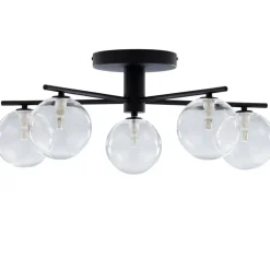 Lampa sufitowa PRATO czarna przezroczysty klosz 5xG9