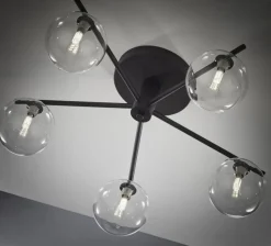 Lampa sufitowa PRATO czarna przezroczysty klosz 5xG9
