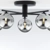 Lampa sufitowa PRATO czarna dymiony klosz 5xG9