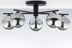 Lampa sufitowa PRATO czarna dymiony klosz 5xG9