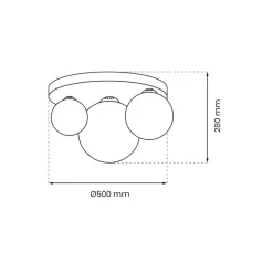 Lampa Sufitowa REFLEX Czarny Złoty Szklane Klosze 2xE14 1xE27