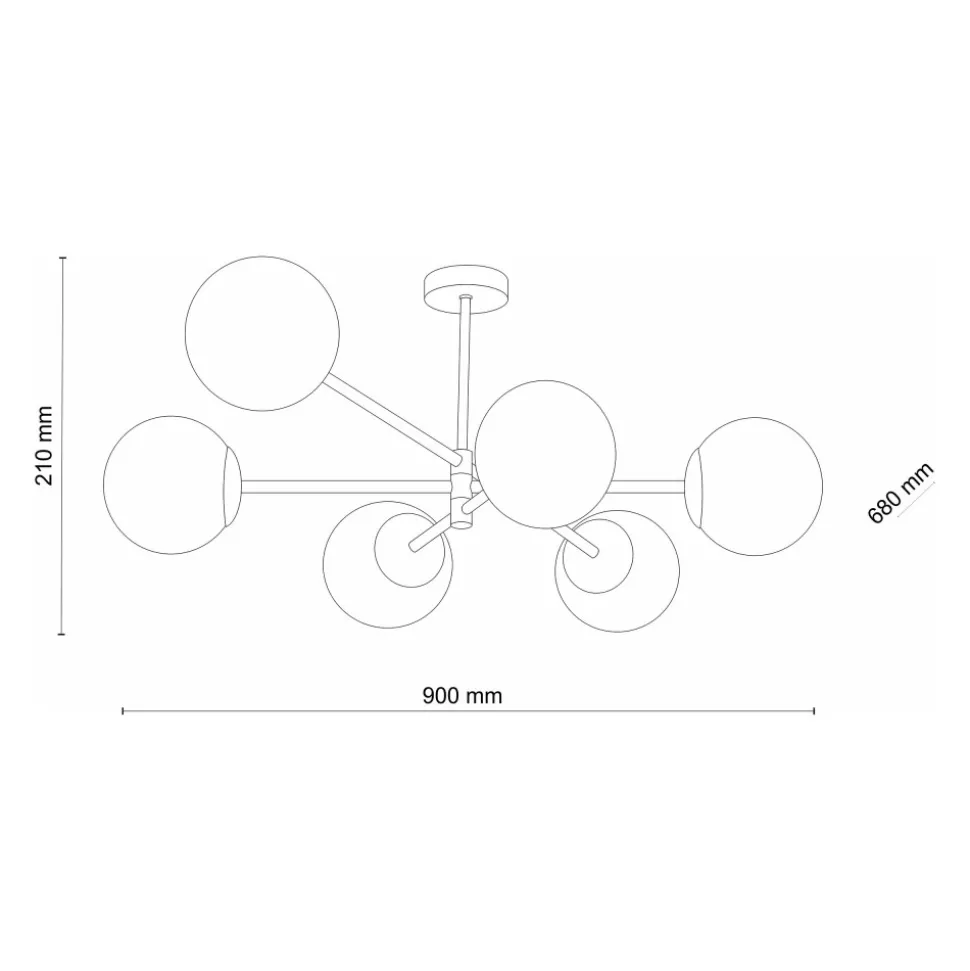 Lampa Sufitowa SARIUS Złoty Szklane Klosze 6xG9