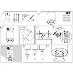 Lampa Sufitowa SET Biały Miedziany 1xGU10