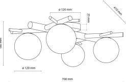 Lampa Sufitowa SHERON Brązowy Biały Szklane Klosze 4xG9