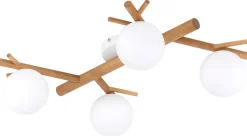 Lampa Sufitowa SHERON Brązowy Biały Szklane Klosze 4xG9