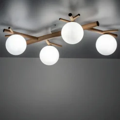 Lampa Sufitowa SHERON Brązowy Biały Szklane Klosze 4xG9