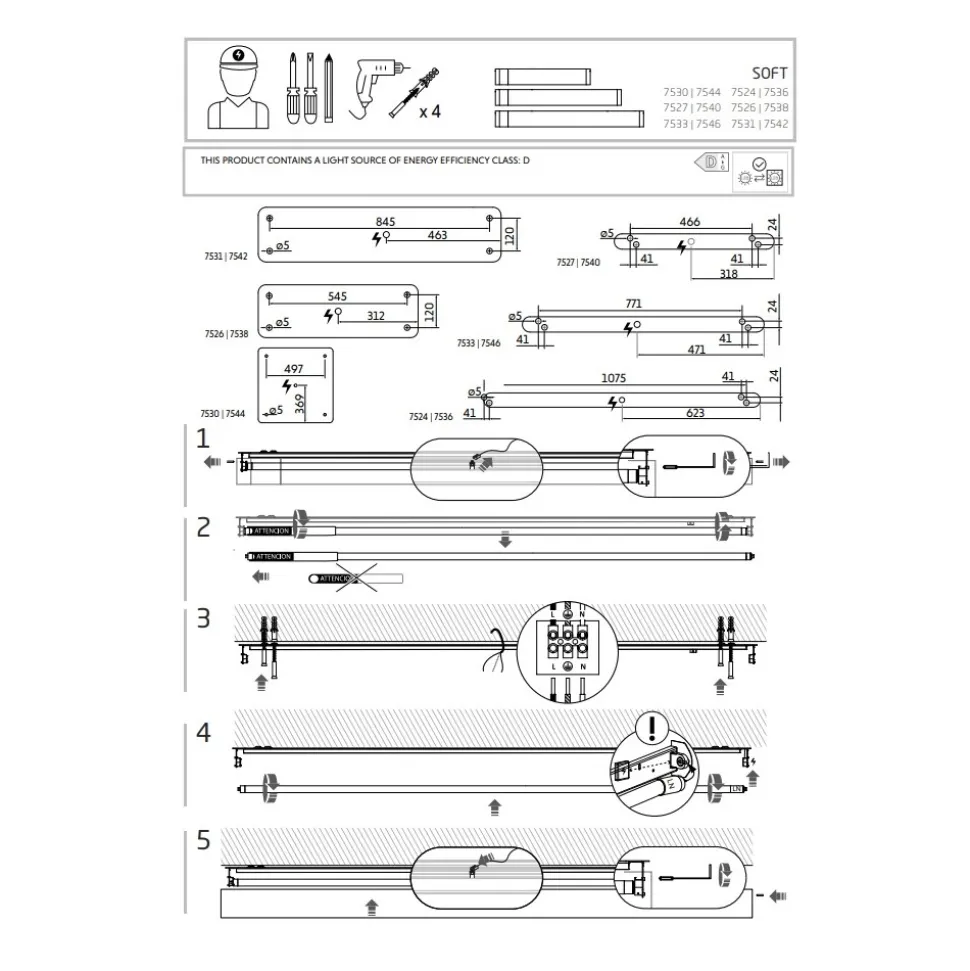 Lampa Sufitowa SOFT Grafitowy 5xT8 11W 3000K 63cm