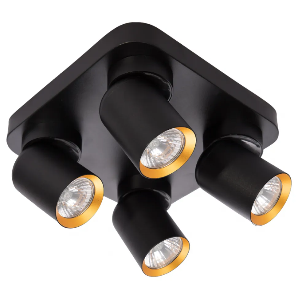 Lampa Sufitowa Spot ANDY Czarny Złoty 4xGU10 22cm